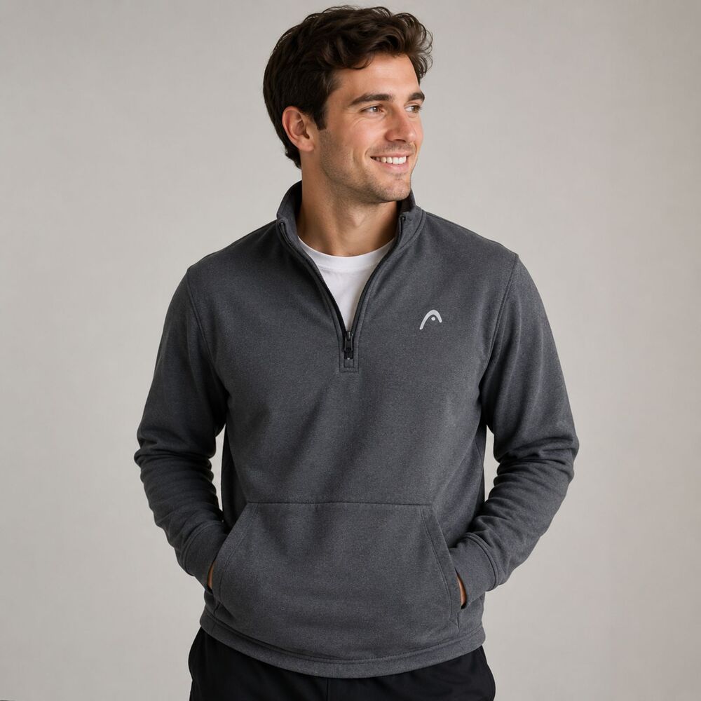 Head Performance gray quarter-zip fleece pullover with kangaroo pocket Size M